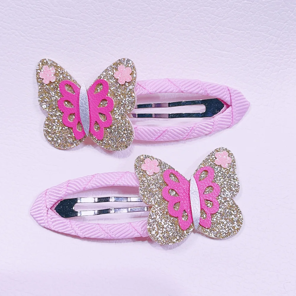 Sweet Princess Headdress Glitter Animal Snap Hair Clips For Girls Shinning Guitar Puppy Rabbit Butterfly Hairpins