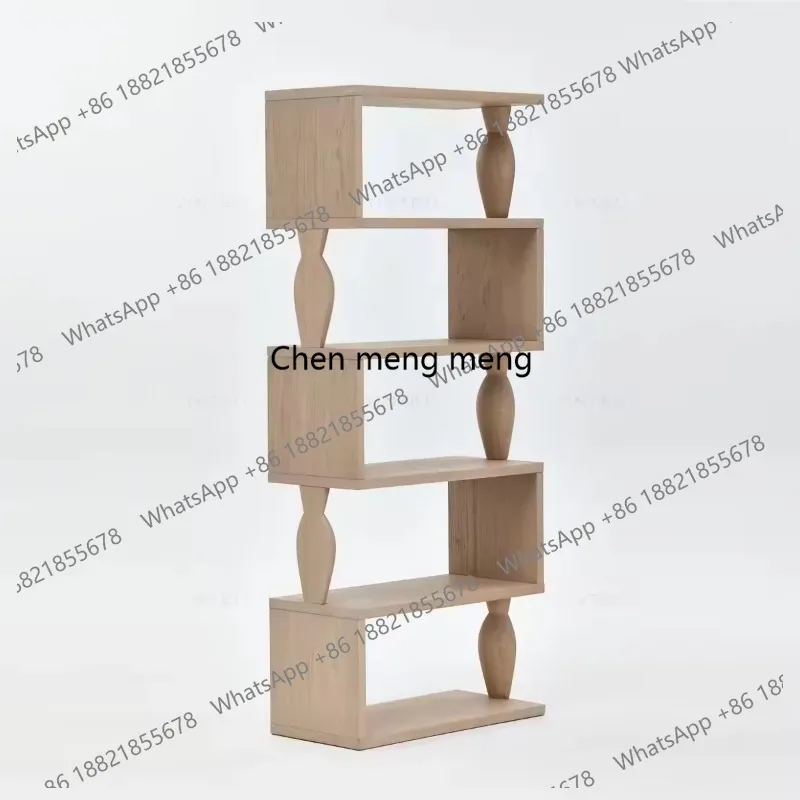 Oak Wood Bookcase Japanese Design Wall Mounted Display Shelves Living Room Dining Hotel Hall Farmhouse Home Furniture