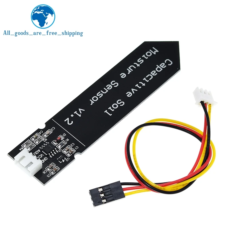 Módulo capacitivo de Sensor de humedad del suelo, cable de amplio voltaje, 3,3 ~ 5,5 V, resistente a la corrosión con gravedad para Arduino