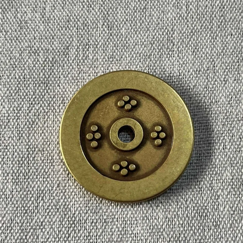 Collectible Amulet , Auspicious , Fortune Money, Brass Round Dot Thickened Double-Sided Carved Mother Coin