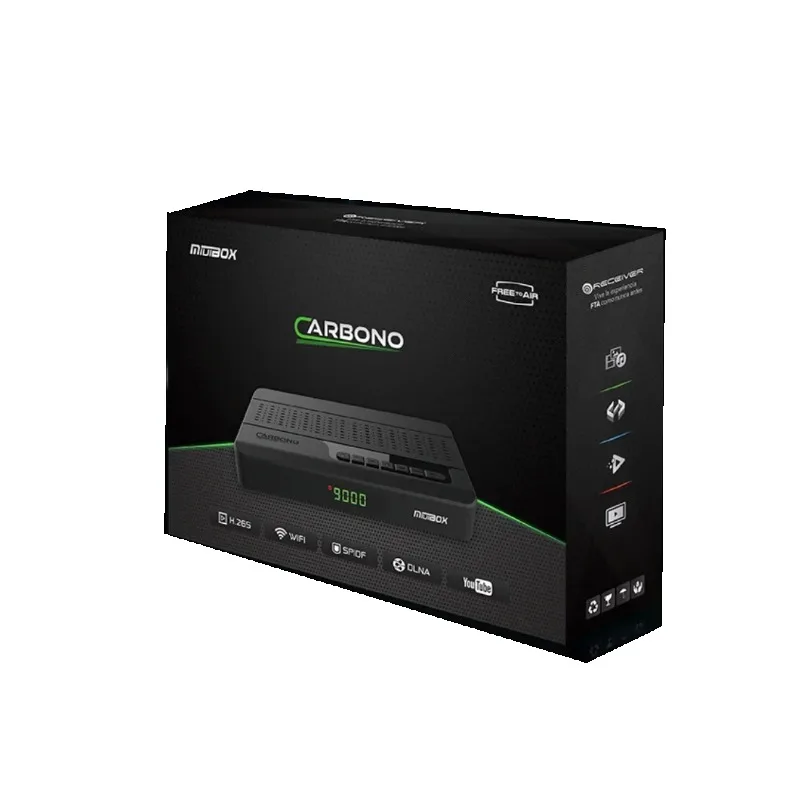 جهاز استقبال الأقمار الصناعية Miuibox Carbono DVB-S-2 مع جهاز استقبال IKS وSKS H.265 Miuibox Carbono