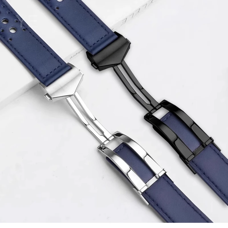 Pulseira de couro genuíno elegante de cavalheiro de 22 mm para Tag Heuer Carrera Heritage Monaco Series pulseira de relógio macia e confortável