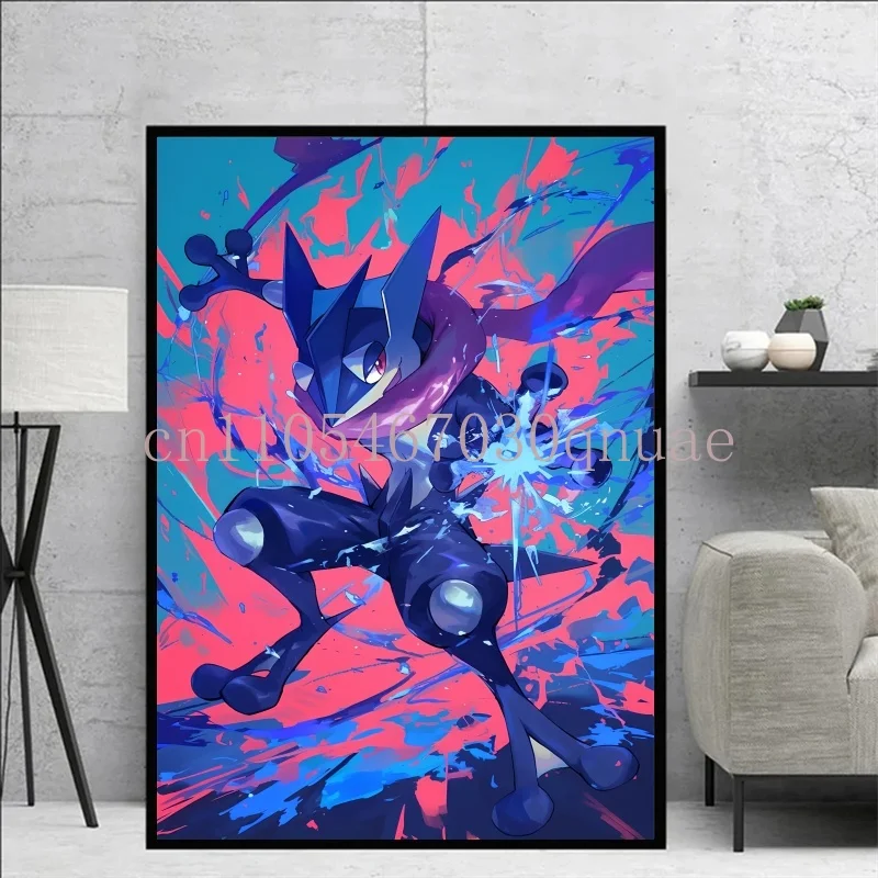 Poster Anime Pokemon Peripherals Greninja Gambar Kawaii Seni Cat Air Lukisan Kanvas untuk Hadiah Dekorasi Dinding Kamar Tidur Anak-anak