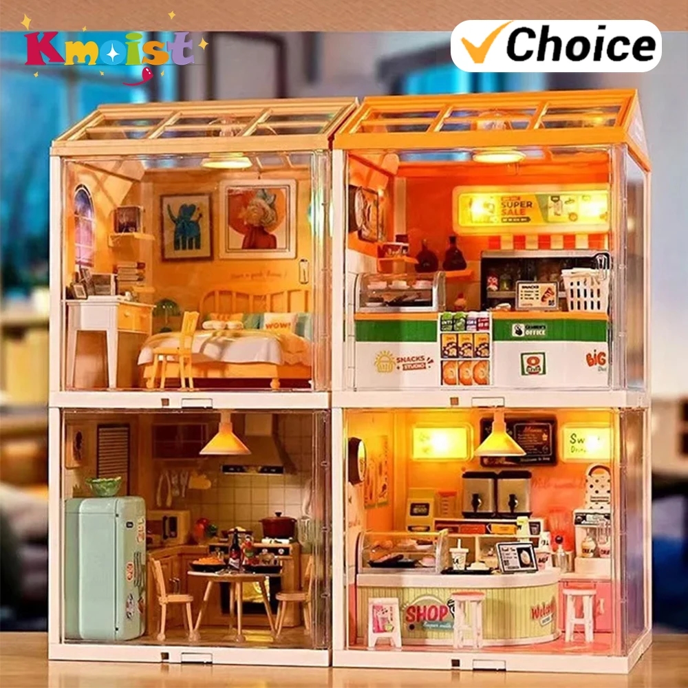 

DIY Assembly Miniature Fast Food Restaurant Scene Kit Dollhouse Toy with Mini Furniture Decorations Toys for Girls Kids Gifts