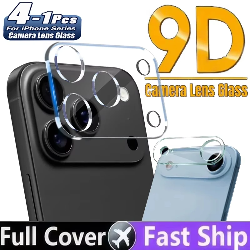 4PCS 9D HD Camera Tempered Glass For iPhone 17 16 Pro Max 14 15 16 Plus 11 12 13 17 Air Full Cover Camera Lens Protectors Glass