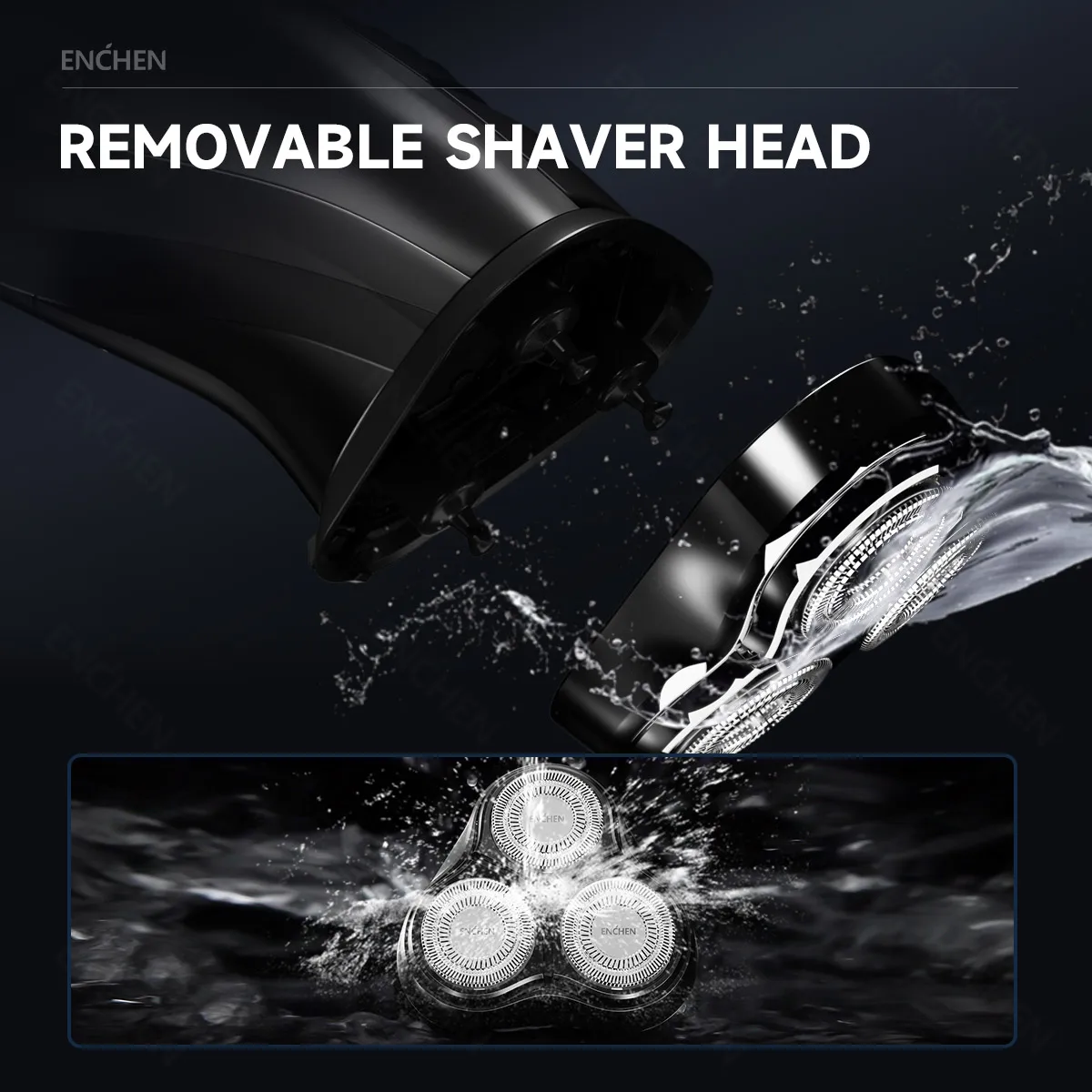 エンチェンBR-3ブラックストーン3オリジナル3Dフローティング防水交換シェーバーブレードヘッド男性用クリーニング用