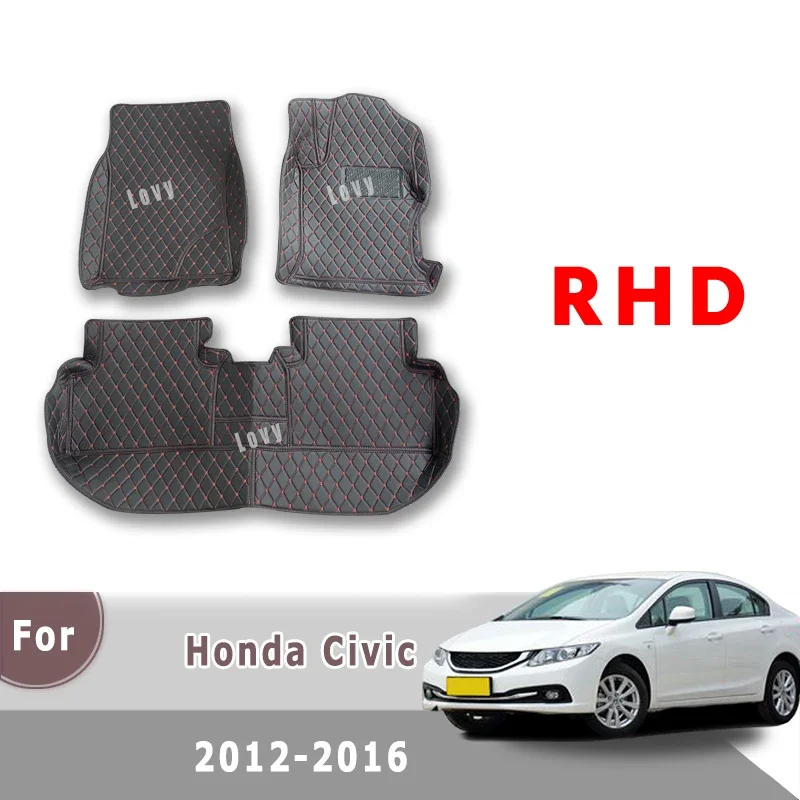 

Ковры с правым рулем для Honda Civic 2015 2014 2013 2012, автомобильные коврики, автомобильные аксессуары для интерьера, автомобильные коврики, запасные продукты