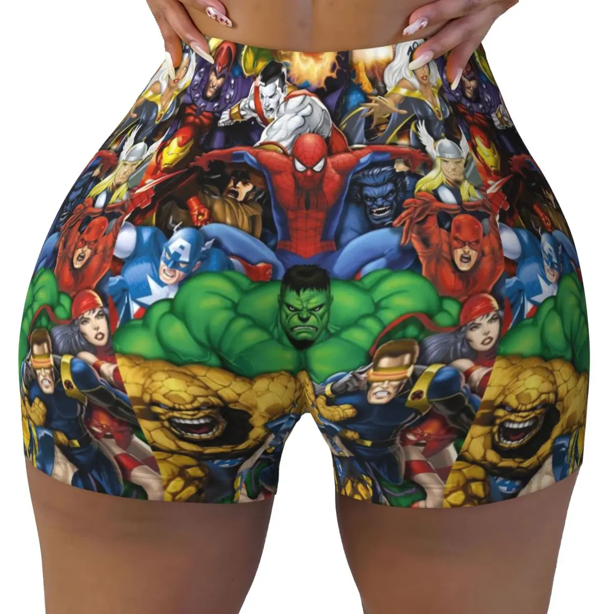 

Custom Women Superhero Hulk Wallpaper Workout Yoga Shorts Athletic Gym Volleyball Biker Shorts