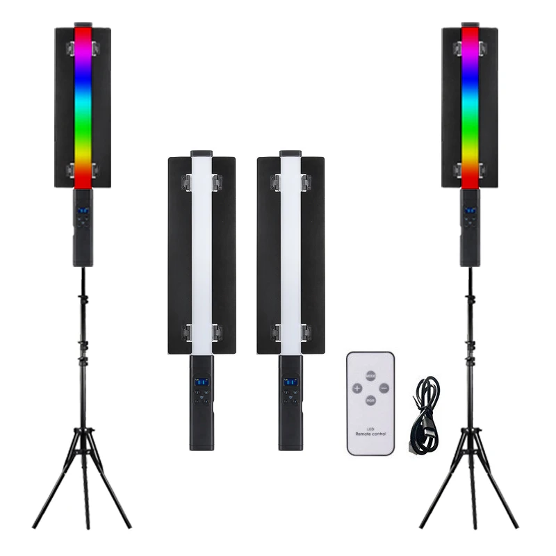 

RGB LED Video Light Wand Stick With Tripod 3000-5600K Portable Studio Handheld Photography Lighting Wand Rechargeable Lamp