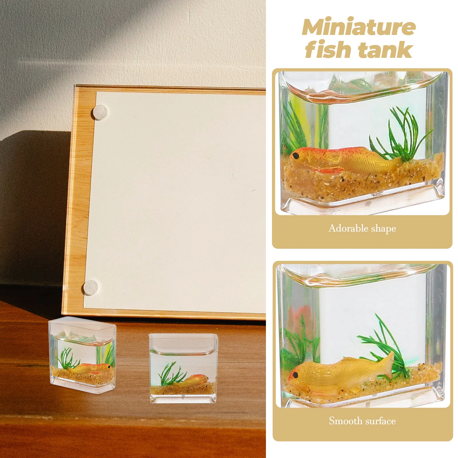 

4Pcs Lifelike Mini Fish Tank Ornament for Micro Landscape Dollhouse Study Room Bedroom Kitchen Table Decor 1:12 Scale Home