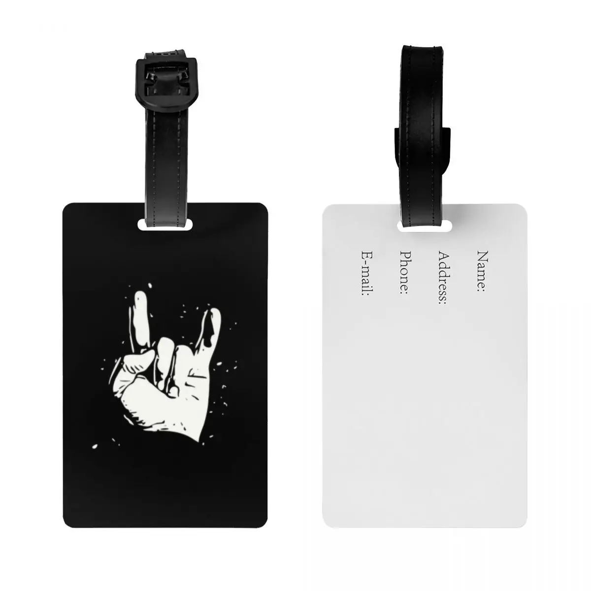 Custom Heavy Metal Rock Luggage Tag With Name Card Musician Music Lover Privacy Cover ID Label for Travel Bag Suitcase