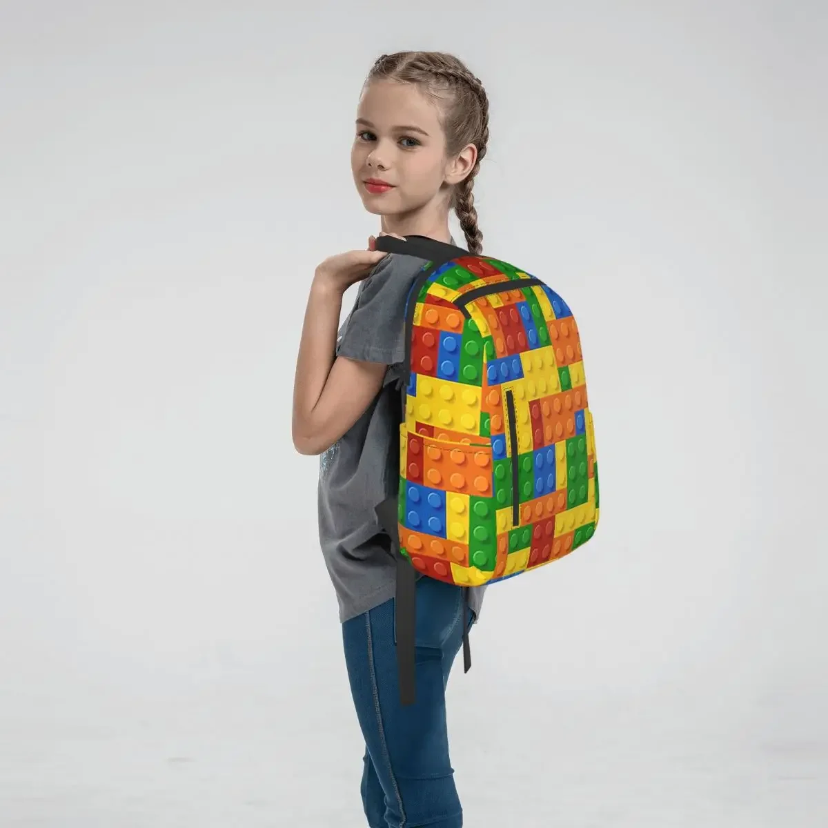 Building Blocks Construction Brick Backpack Student BookBag Kids School Bag Laptop Shoulder Bags Men Women view 6