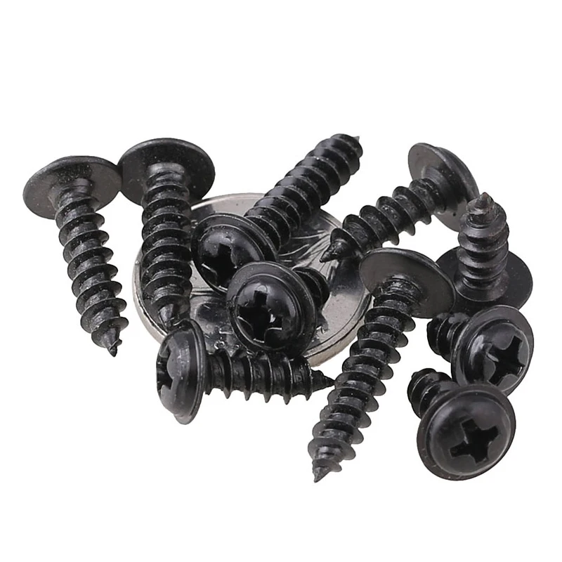50/ 100/ 200pcs/lot M1.4 M1.7 M2 M2.5 M3  M3.5 M4 PWA  Black Phillips PWA Cross Round Head Self tapping Screws With Washer