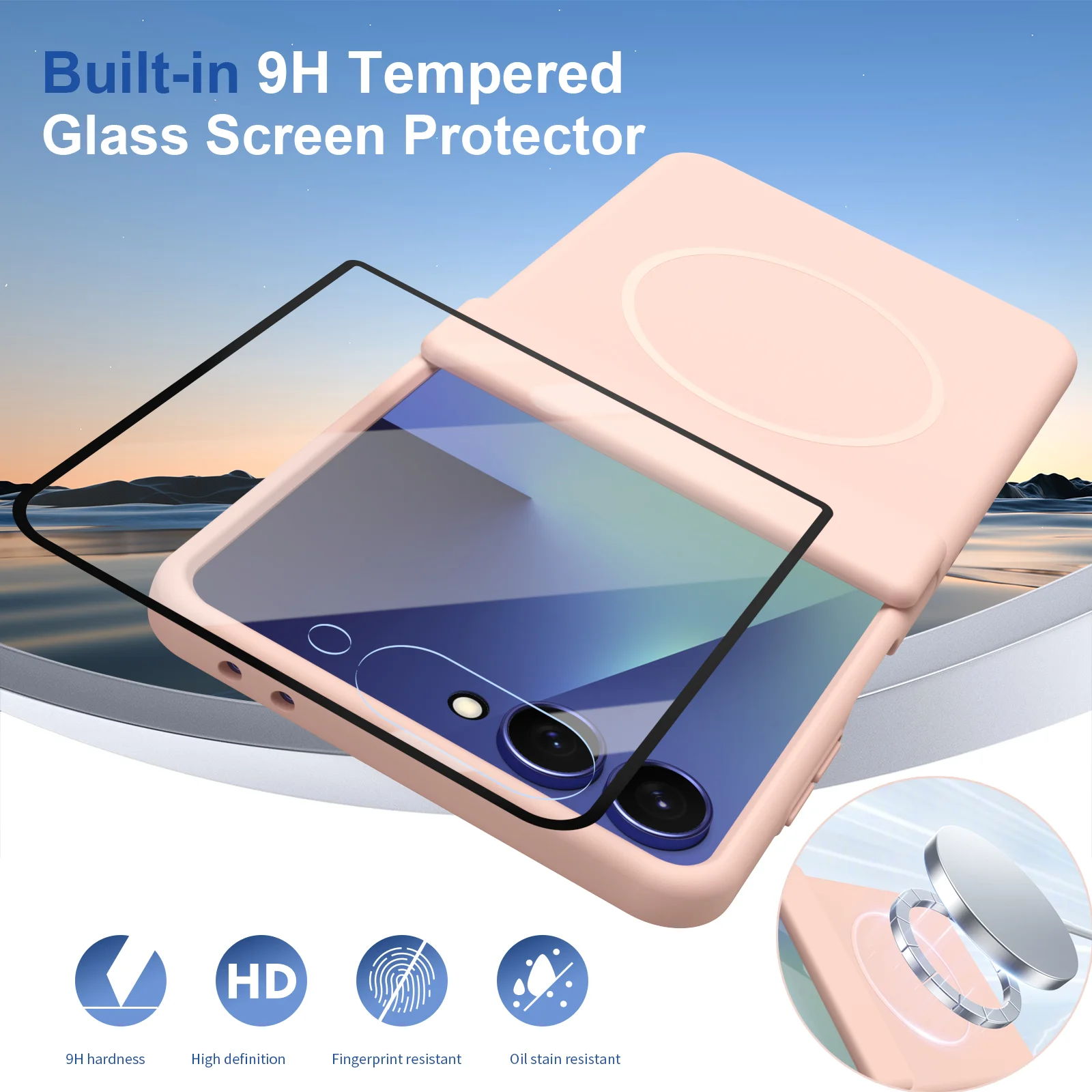 Cubierta de vidrio templado de protección completa de lente para Samsung Galaxy Z Flip 7 6 5 4 3 5G Flip7 película magnética resistente a caídas funda de teléfono