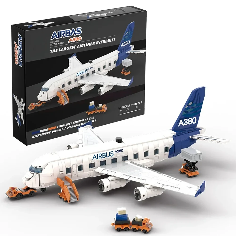 Blocs de construction d'avion Airbus A380 créatifs, modèle MOC, avion de ligne, briques à assembler, Kits de jouets, cadeau pour enfants, 1945 pièces