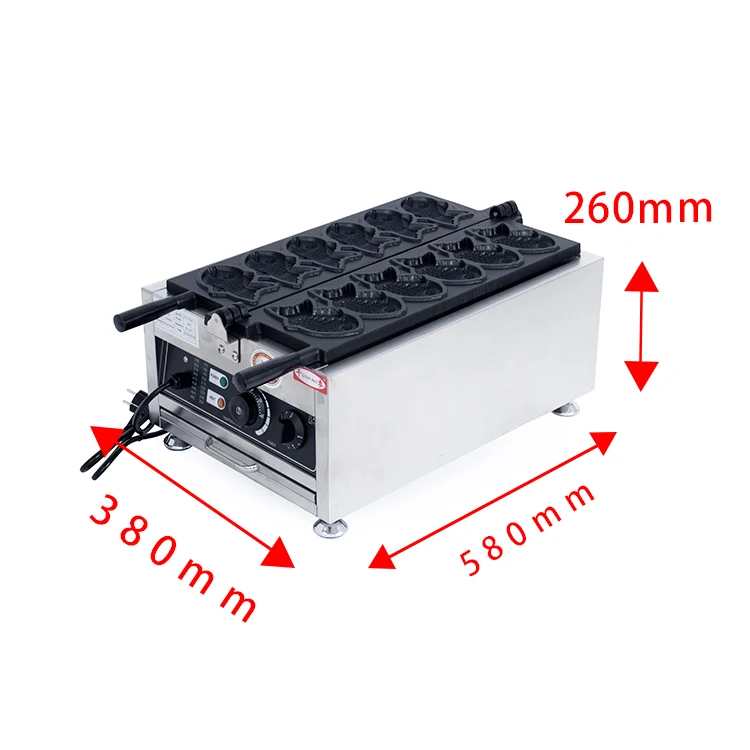 Best Sellers Snack Machine 6 Pcs Fish Waffle Maker Commercial Non-Sticking Stainless Steel Fish Waffle Maker Machine