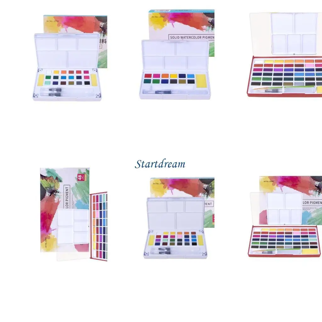 

12/18/24/36/48 Colors Travel Water Color Kits Watercolor Paint Set Solid Watercolor Painting Pigment Drawing Supplies K92C
