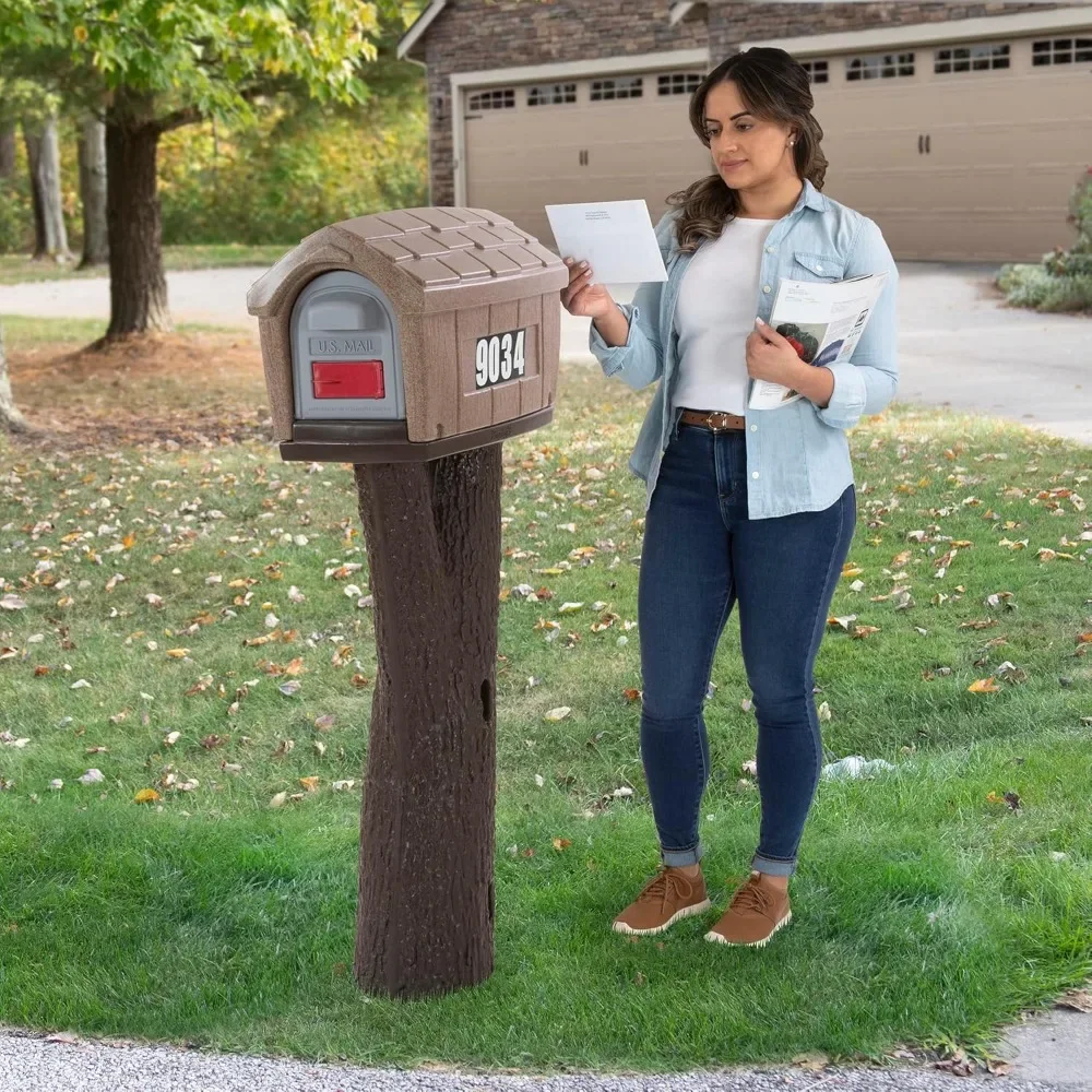 

Classic Plastic Residential Mailbox & Post Mount Combo Kit with 2 Access Doors - Light Gray/Dark Gray modern mailbox