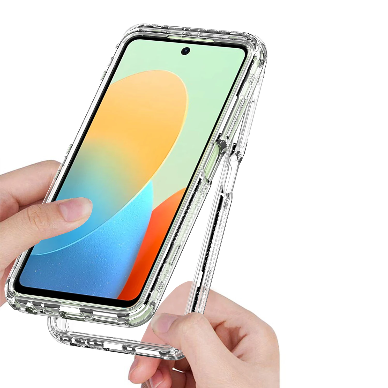 3 in 1 Rugged Armor Shockproof Phone Case For Tecno Spark 20 20C Go 2024 Hard Plastic Frame Transparent TPU Back Cover Fundas