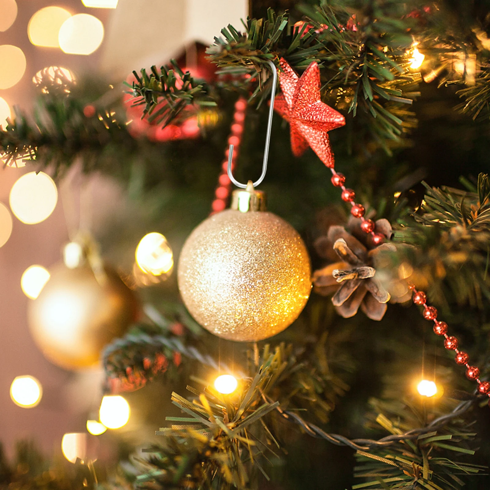 

100pcs Christmas Decorative Hooks Metal Hangers Wrought Iron Xmas Hanging Tree naments Gift Bags Wreath Vine Balls