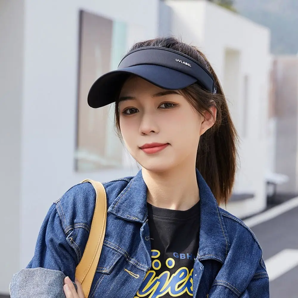 Solid Color Empty Top Hat Sunscreen Wide Brim Sun Protection Hat UV Protection Running Hat Female Sunshade Hat Women/Girl