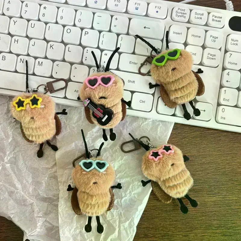 Cartoon Cockroach Doll Plush Keychain Fun Cockroach Stuffed Doll Plush Toy Pendant Backpack Decoration Accessories Creativity