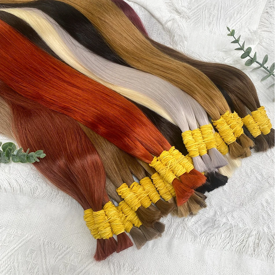 

Blonde Boho Braids Bone Straight Hair Bulk Human Hair Bundles No Weft For Braiding 100% Natural Human Hair Wigs For Women 100G