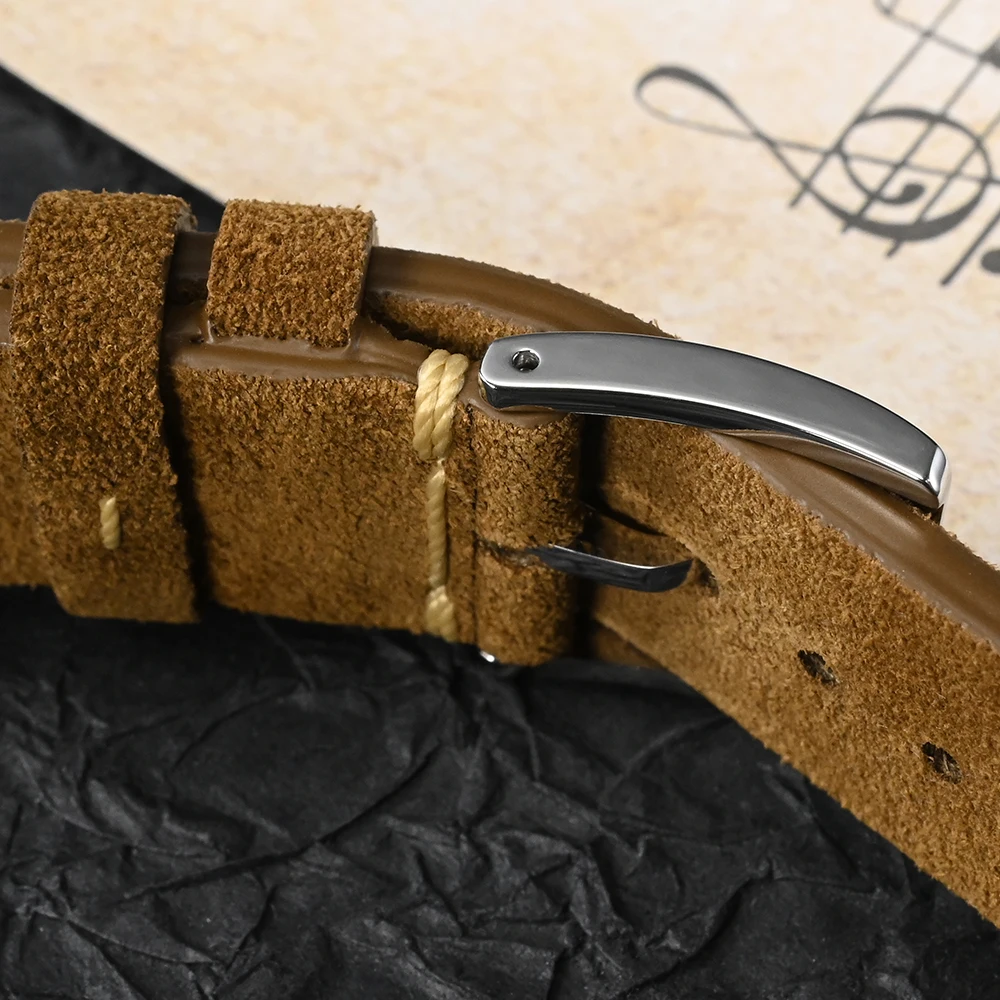 San Martin Suede Leather Straps 20mm Vintage High Quality Watch Bands Quick Release Stitching Strap Replacement Watch Parts