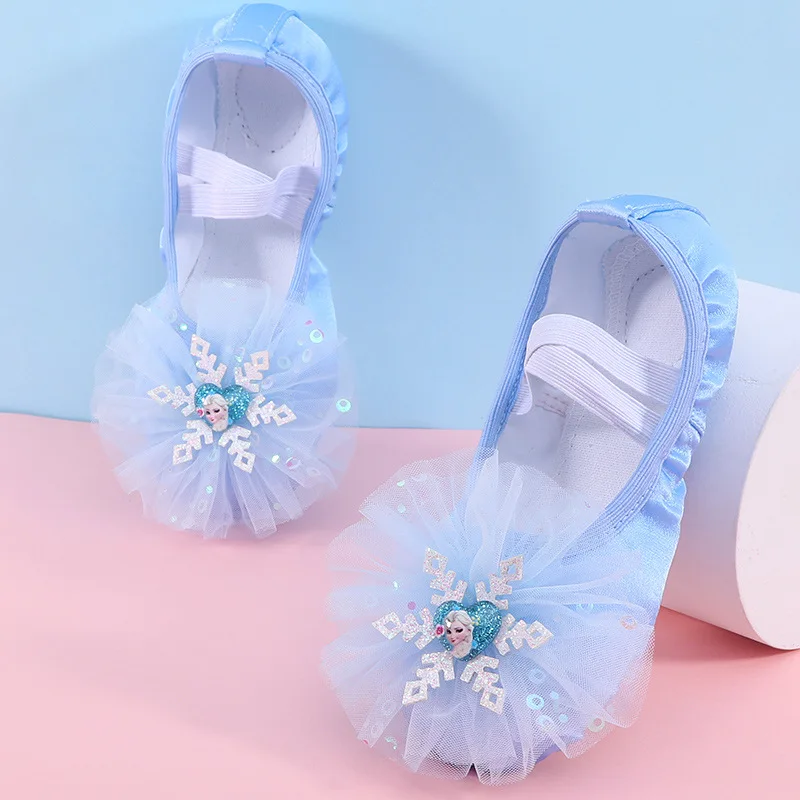 Hot Sale Kids Girls Pink Dance Wear Cute Cartoon Love Snowflake Ballet Shoes Wholesale