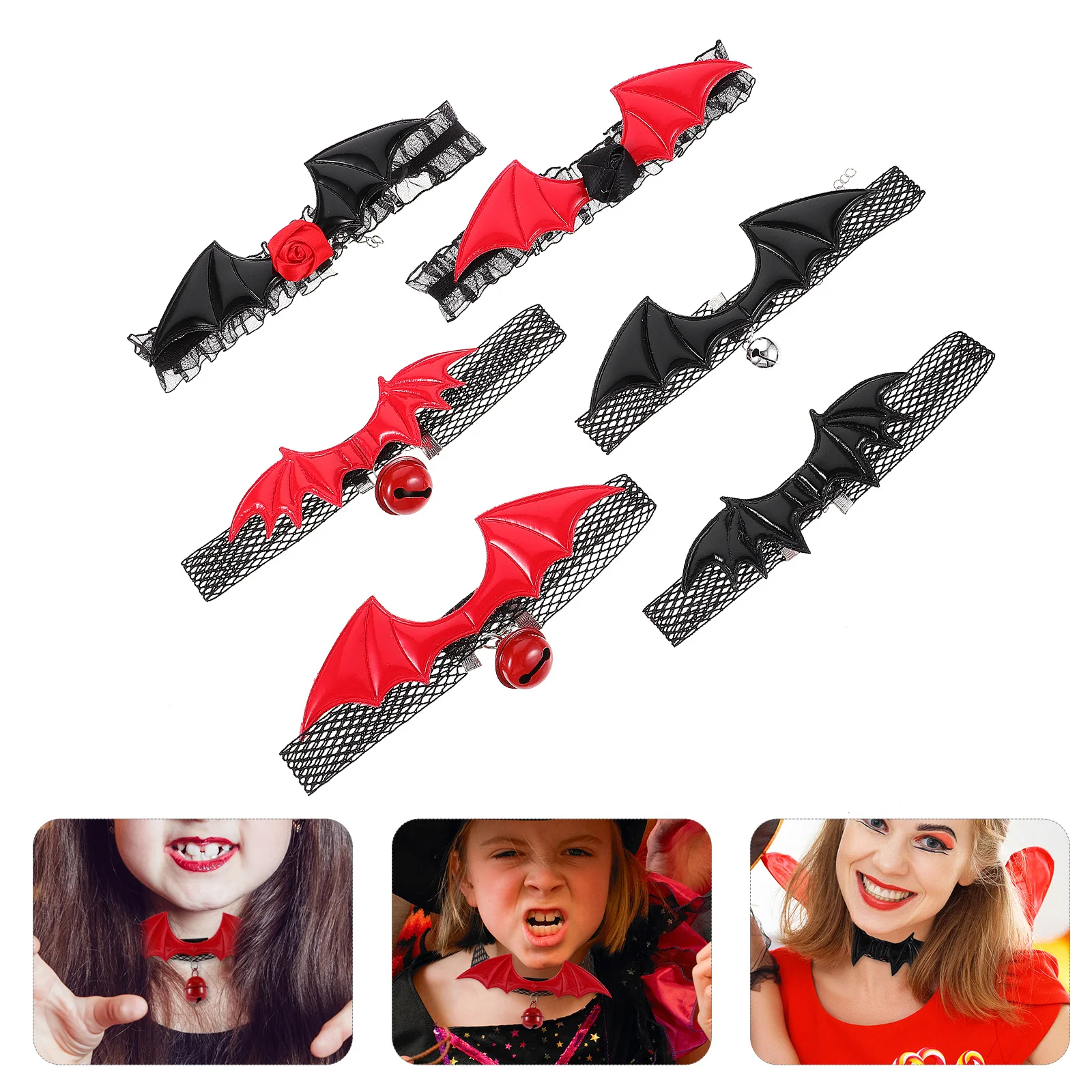 

6 Pcs Bat Neck Ring Lace Accessory Halloween Choker for Women Cosplay Necklaces Women's Decorative