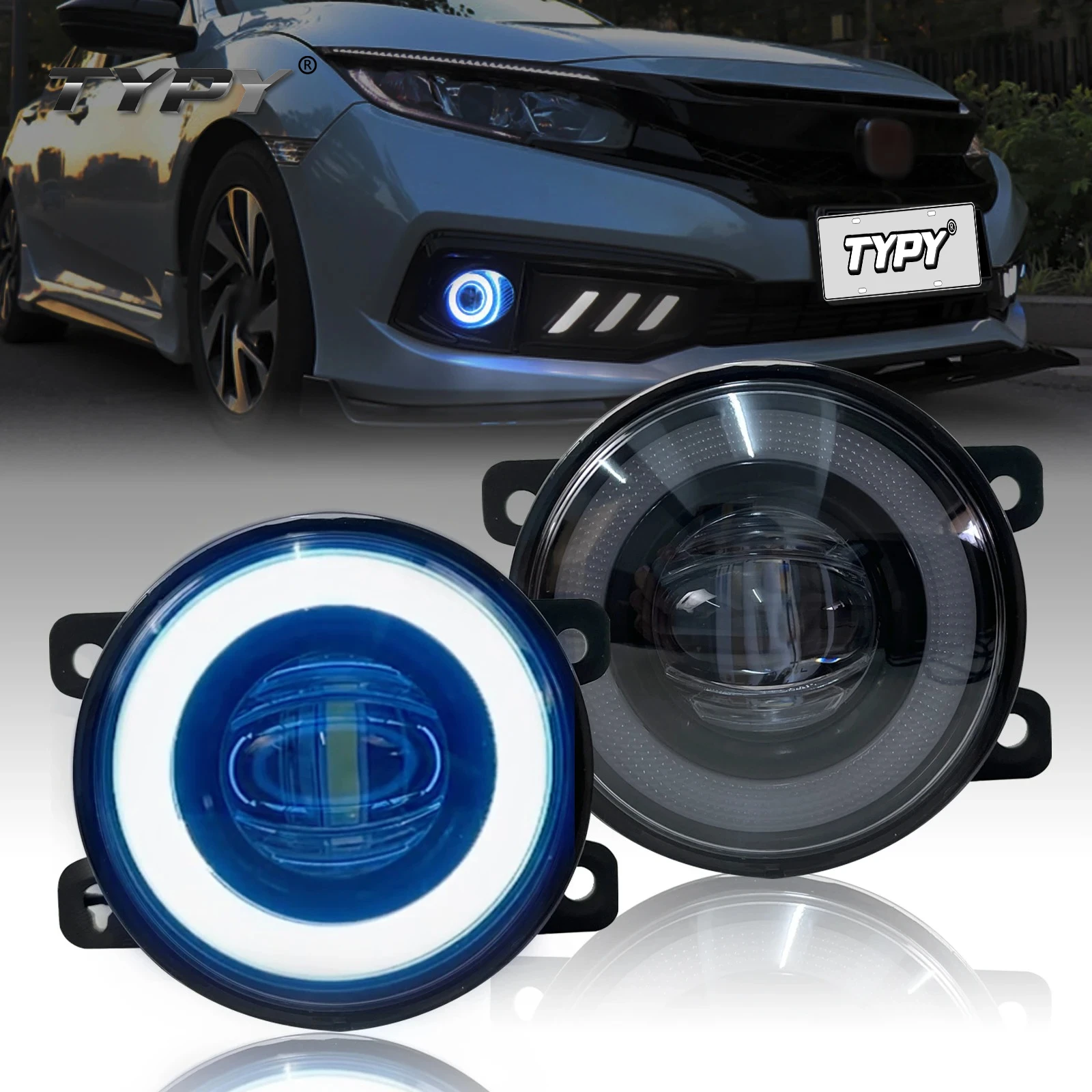 

TYPY для Honda Civic, автомобильные детали, противотуманные фары «ангельские глазки», динамические дневные ходовые огни со светодиодной лампой, лампы переднего бампера