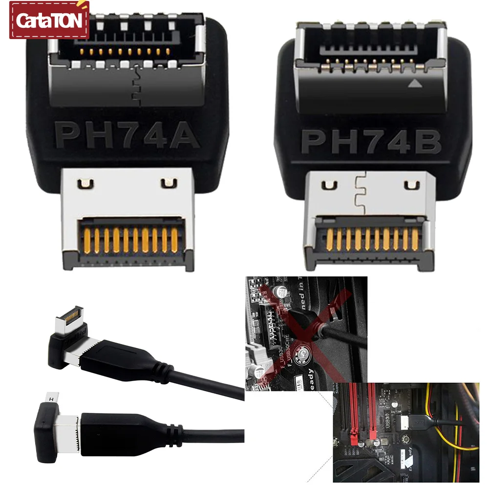 USB C 3.1 Front Panel Adapter 90 Degree Angled Type E Male To Female Internal Connector for Asus Desktop Computer Motherboard