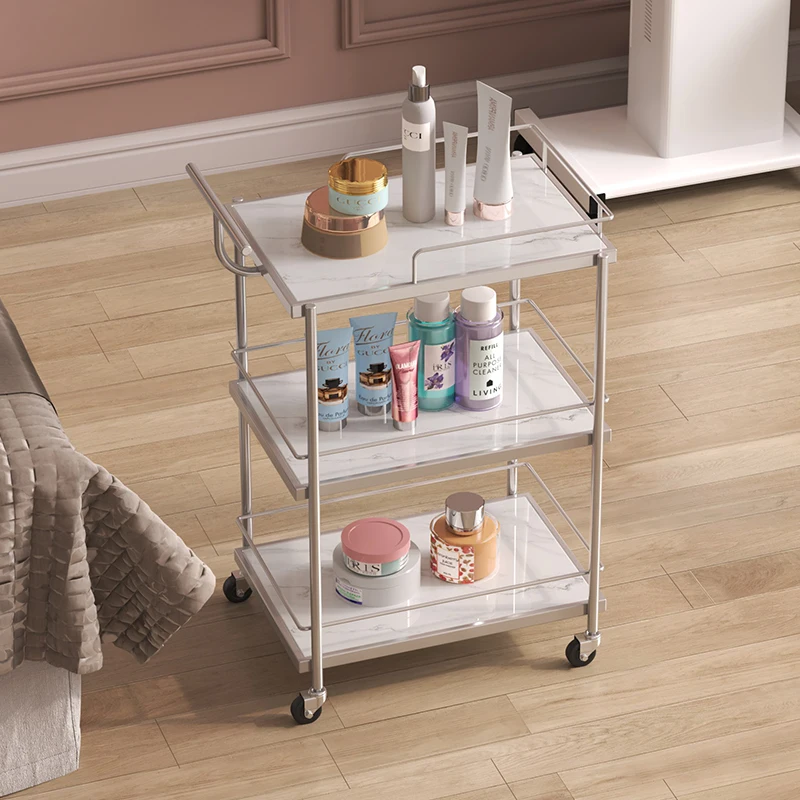 Luxury Beauty Nail Salon Small Trolley and Eyelash Simple Multi-layer Cosmetics Storage Mobile Convenient Tool Car