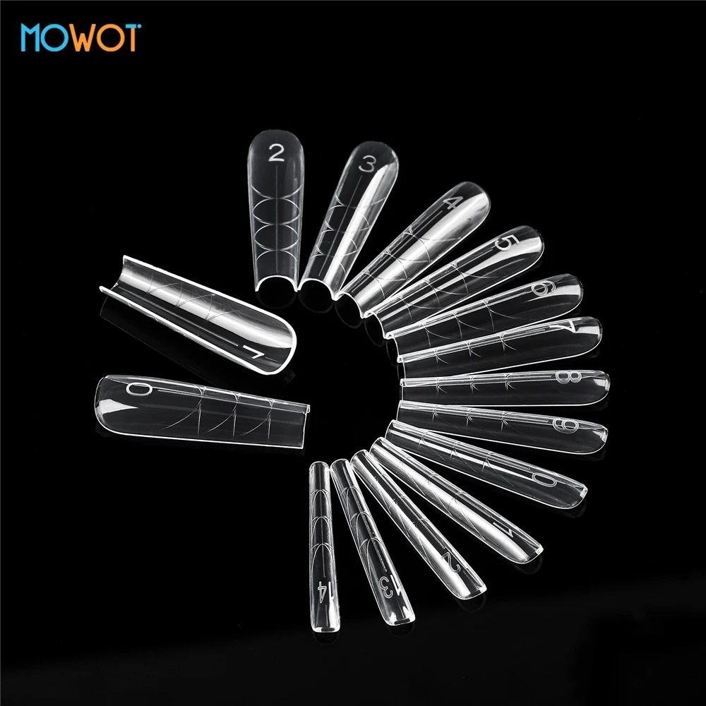 MOWOT 150 قطعة/صندوق مسمار أشكال مزدوجة 15 أحجام بناء سريع UV جل أظافر أكريليك قوالب غطاء كامل قابلة لإعادة الاستخدام تمديد مسمار أشكال علوية #4