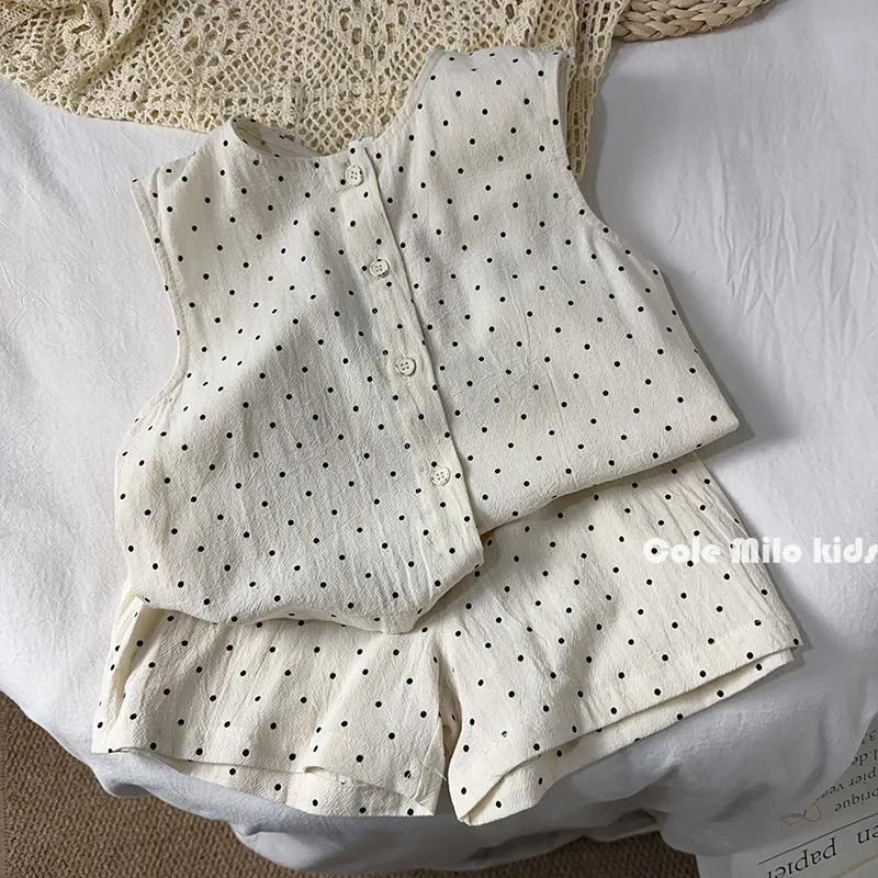 Summer Boys and Girls Suit Baby Foreign Style Children's Striped Polka Dot Vest Shorts Fashion Casual Thin Baby Comfortable
