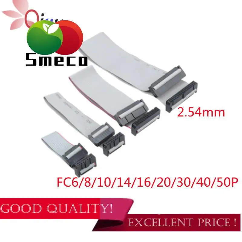 2.54mm spacing 40cm 50cm JTAG ISP AVR load line fc-6/10/14/16/20/40p pin connector gray flat ribbon data cable