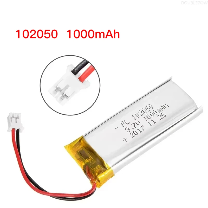 

3.7V 102050 LiPo Battery, 1000mAh Rechargeable Lithium Polymer Battery for GPS, Recording Pen, LED Light, Beauty Instrument, MP3