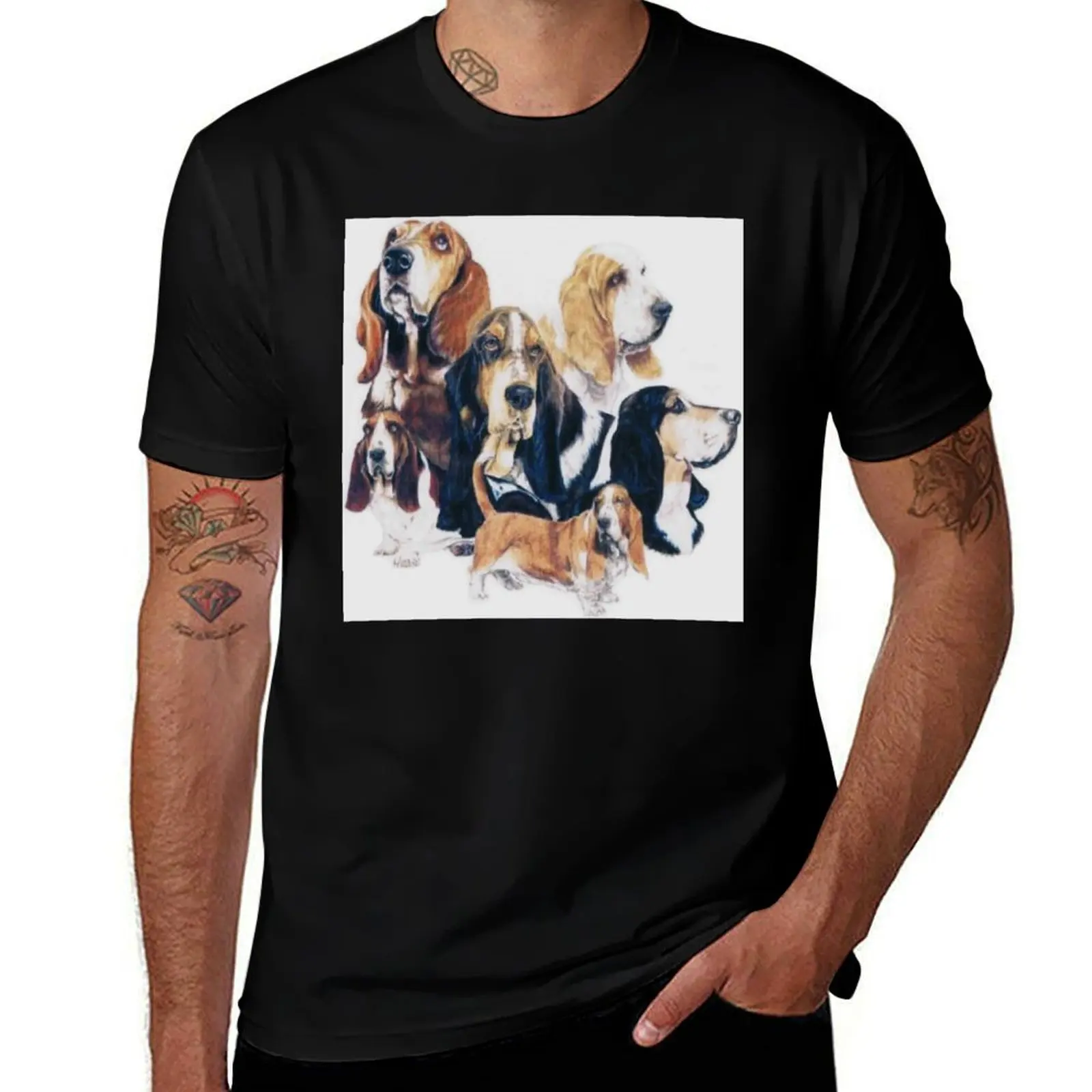 Basset Hound Montage T-Shirt Fashion Casual Short Sleeve T-Shirt