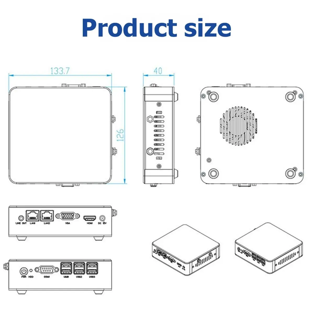 giftnew N97 Fanless Mini PC Dual-Core Processor DDR4 32GB Video Memory SSD/HDD Storage for Home & Offices Use(EU Plug)
