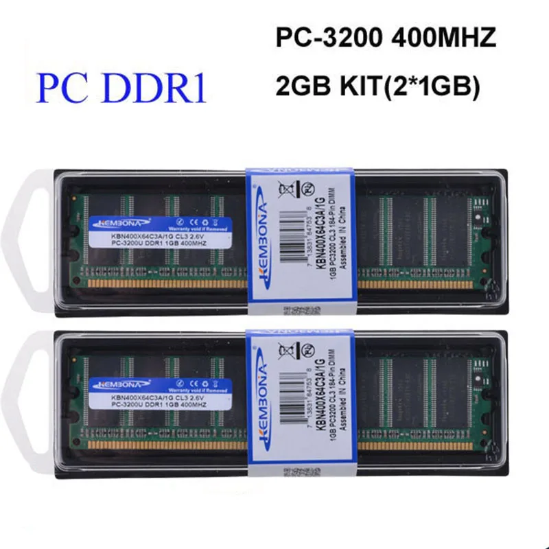 KEMBONA best price Desktop ddr1 400Mhz 2GB(kit of 2x1gb ddr1)PC-3200 KBA400X64C3A/1G ram low density for All Motherboard Desktop