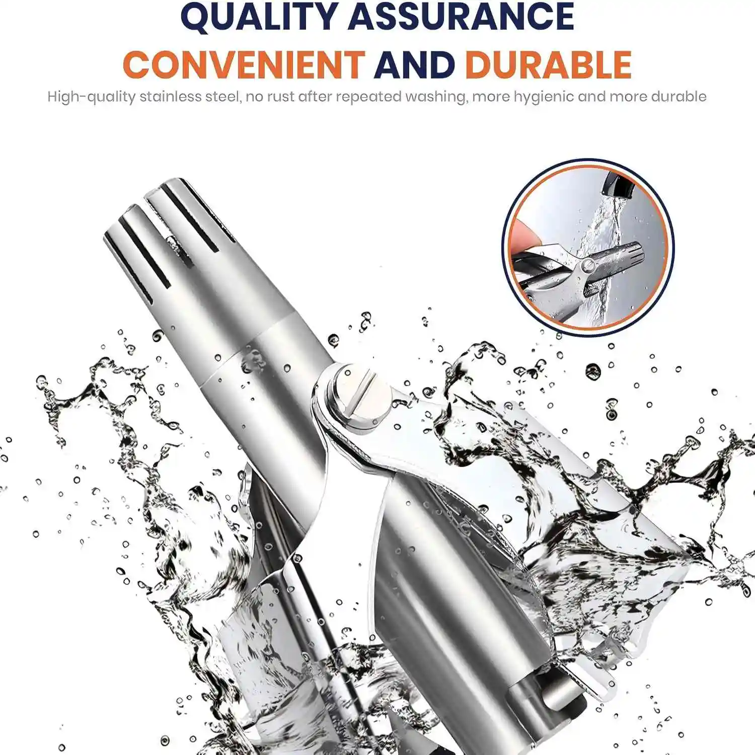 Recortador de pelo de nariz manual LISI para hombres y mujeres 360 °   Recortador giratorio, removedor de pelo de oreja portátil de acero inoxidable lavable