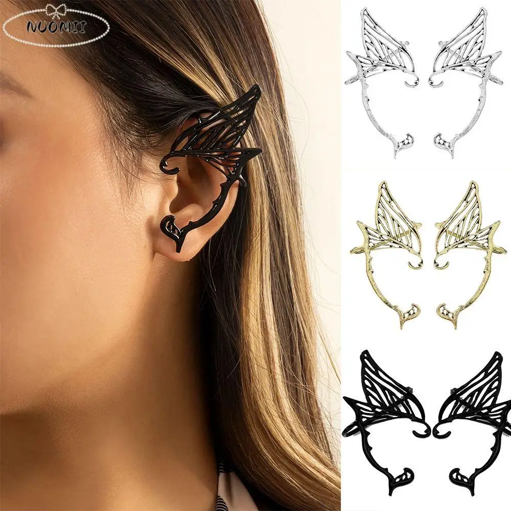 Goth สีทองโบราณ Elf คลิปหูเกาหลีสไตล์ด้านเดียวต่างหูเครื่องประดับหู Hook Ear Cuff Party