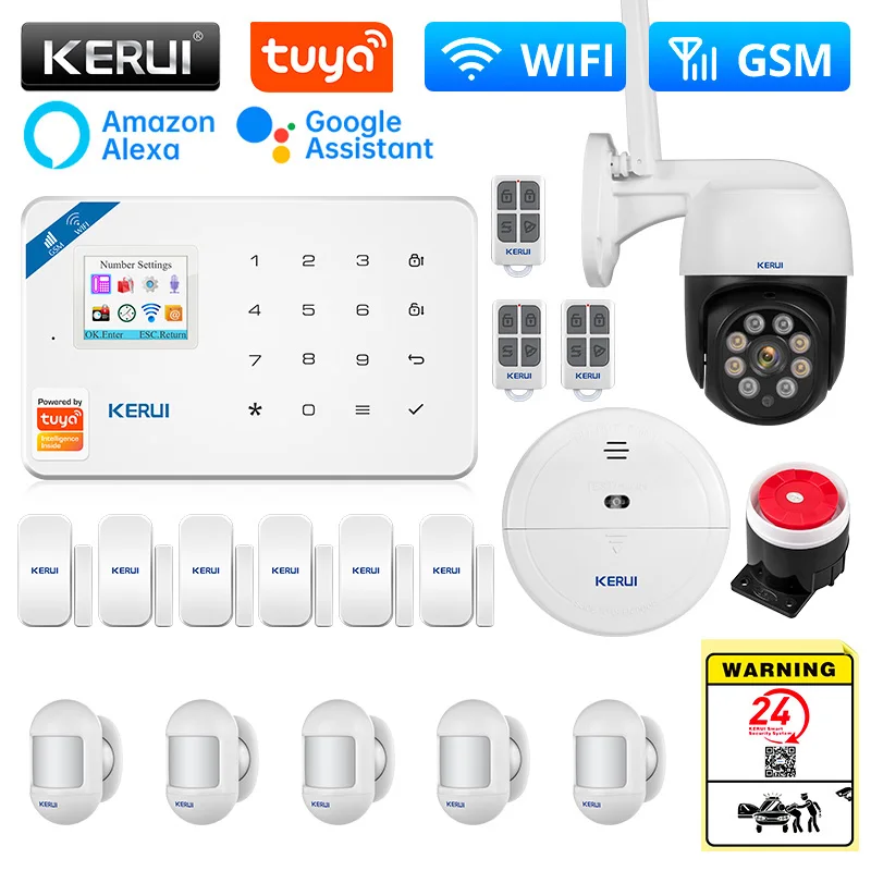 

KERUI W181 Alarm System WIFI GSM Alarm Tuya Smart Home Kit Support Alexa Motion Sensor Detector Door Sensor Siren