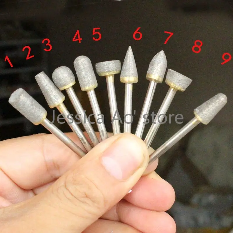 2pcs 70 Grit Durable Sintered Diamond Grinding Heads Jade Carving Tools Stone Peeling Ceramic Cutters Electric Rotary Burrs