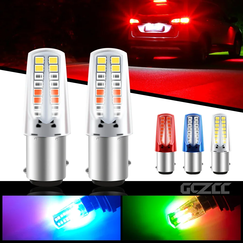 1PC RGB Strobe Bulb Led Motorcycle Tail Light Brake Light Flashing 360-degree Illumination Colorful Parking Lamp White Red Blue