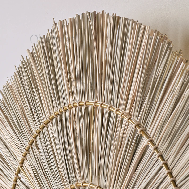 اليدوية العشب المنسوجة التعميم وحدة إضاءة LED جداريّة مصباح غرفة المعيشة المنزلي القديم حائط الخلفية تركيبات الإضاءة غرفة الطعام أضواء ديكور #5