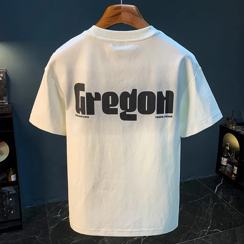 2026 Summer Thin Short sleeved T-shirt Men's Trendy Front and Rear Printed Gradient Color Cool Breathable Tops