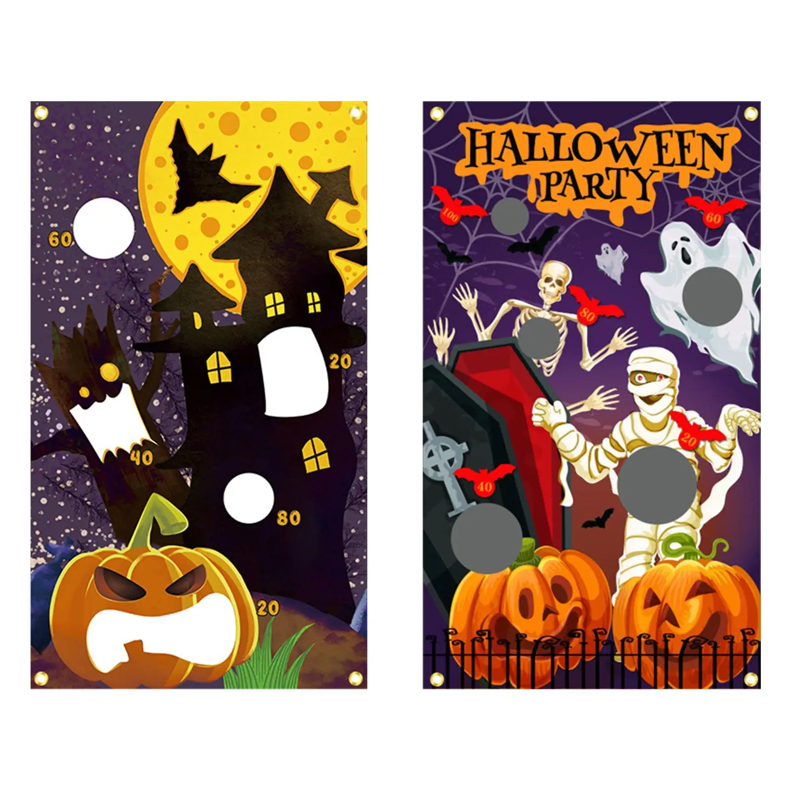 Halloween Toss Games Banner Set Indoor Outdoor with Sand Bag Twine Reusable