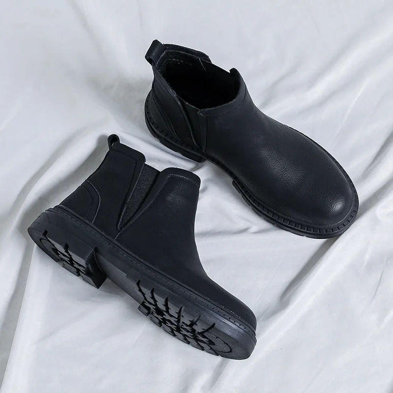 

men's fashion autumn winter boots black trend original leather shoes party porm dress cowboy platform boot ankle chelsea botas