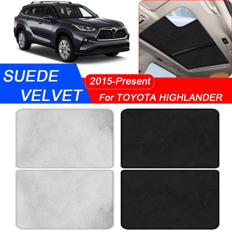 For Toyota Highlander Kluger 2015-Present Car Suede Fabric Electrostatic Adsorption Sunroof Sunshade Heat Insulation Skylight